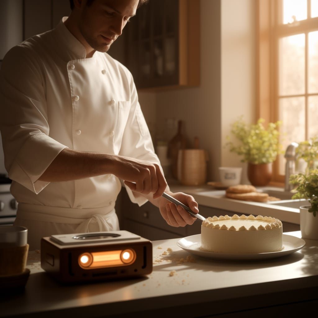 Chef Bakes Cake to the Sound of Vintage Tunes