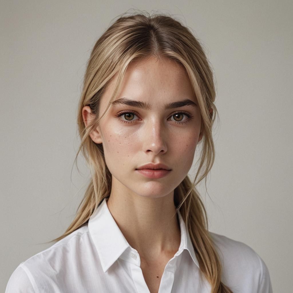 Blonde Woman with Doe Eyes and Sharp Jawline
