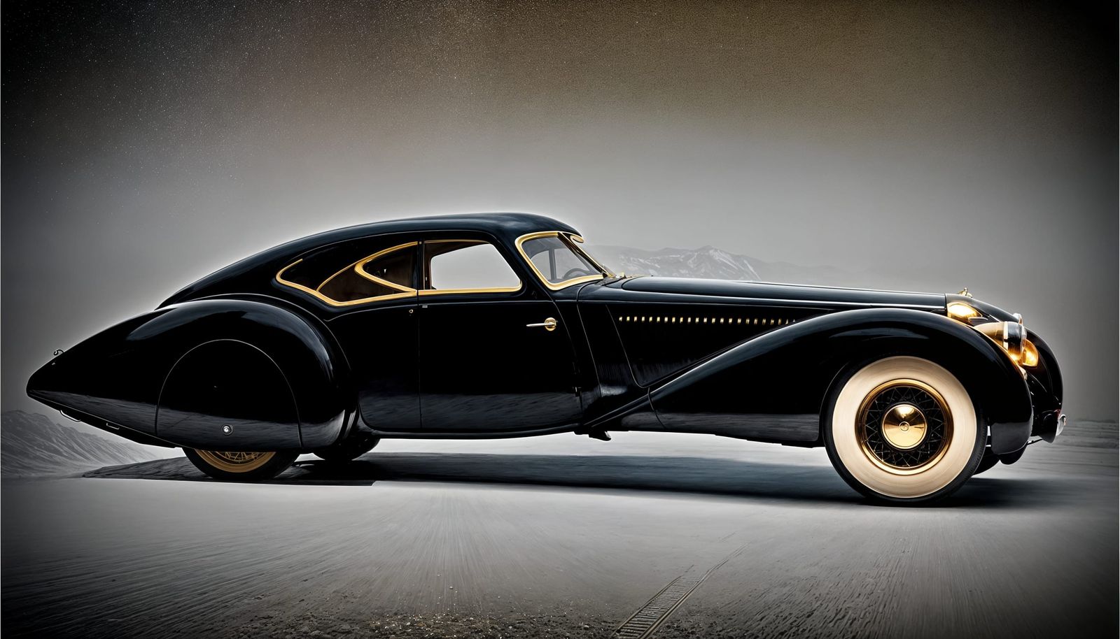 1938 Delage in a Dark Canadian Landscape