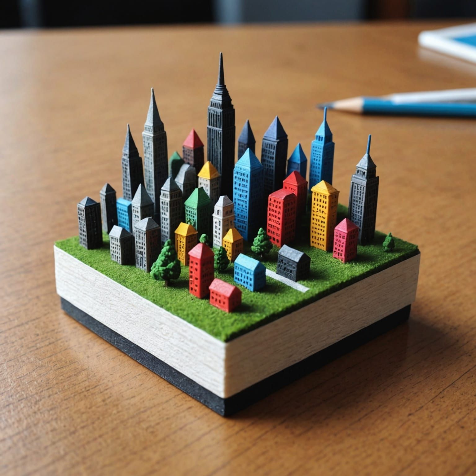 Micro City Art Atop Pencil