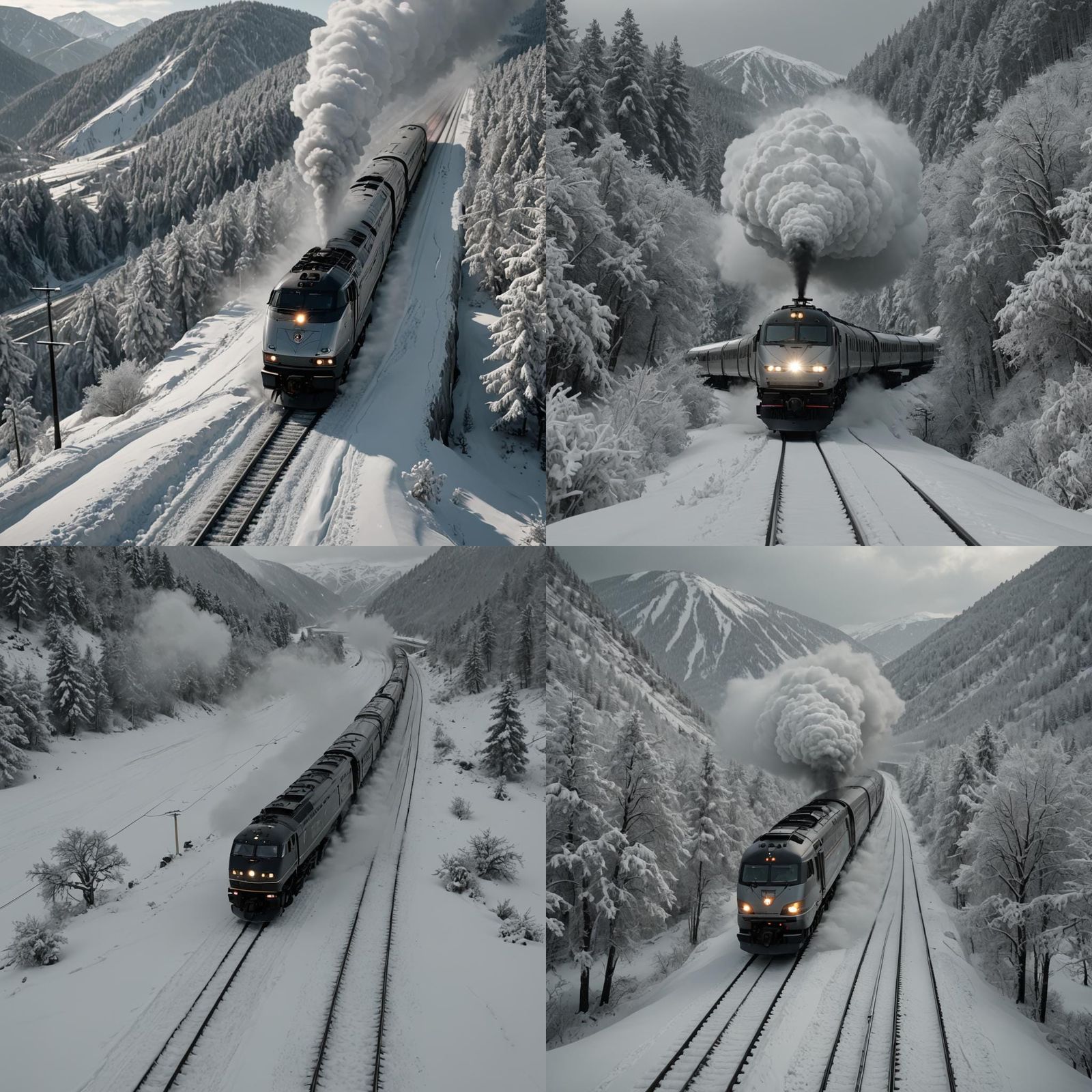 Snowpiercer Train with Monster, Hyperrealistic Cinematic