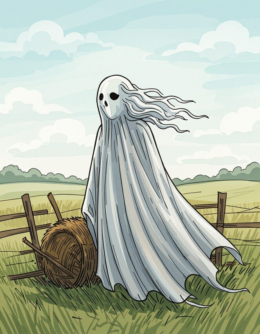 Sheet Ghost in a Windy Field