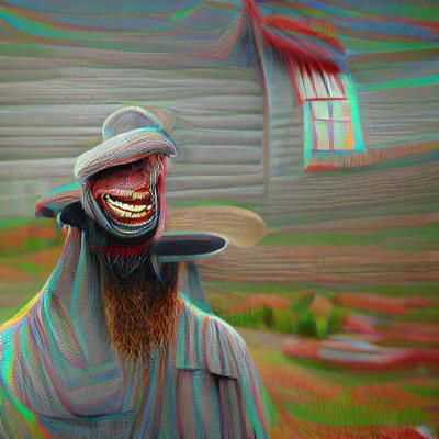 Laughing Amish Man Playing Didgeridoo