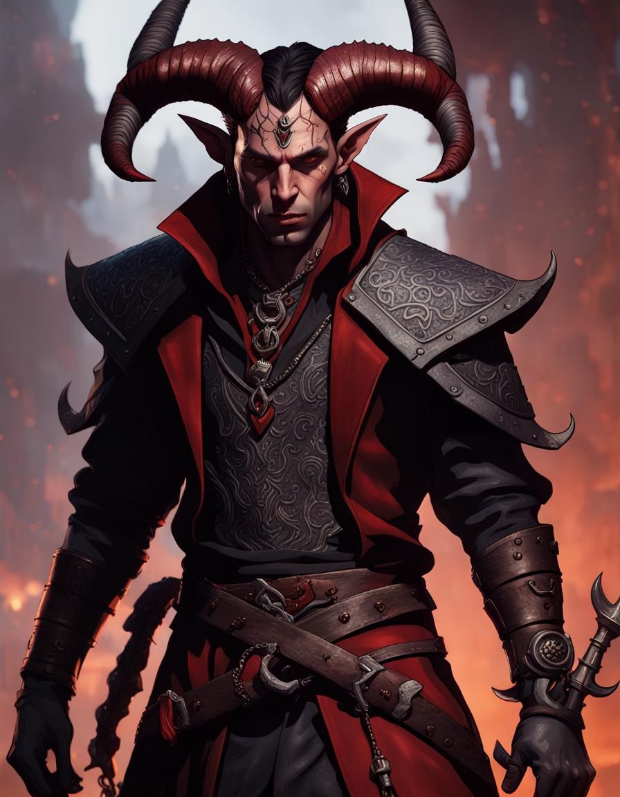 Tiefling Warlock with Gleve: Fantasy Concept Art
