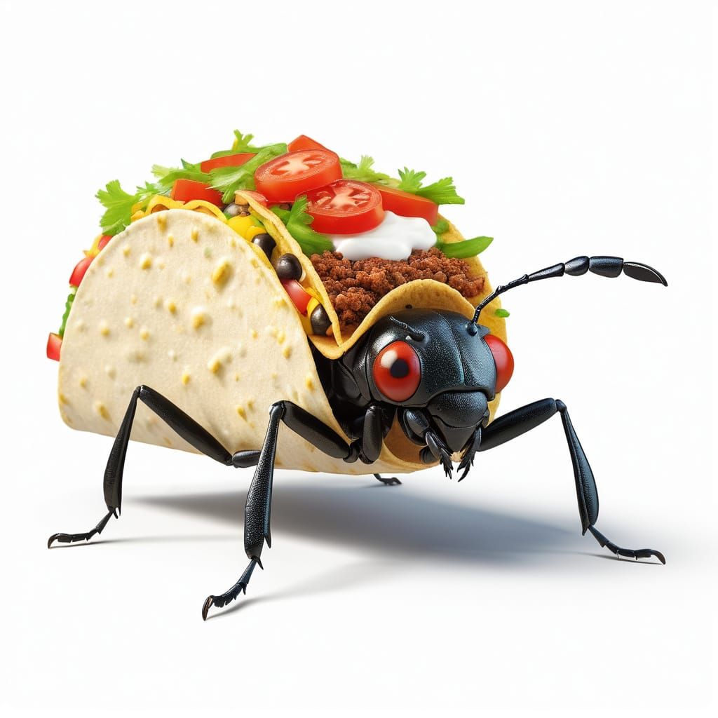 Vibrant Insect in a Colorful Taco Shell