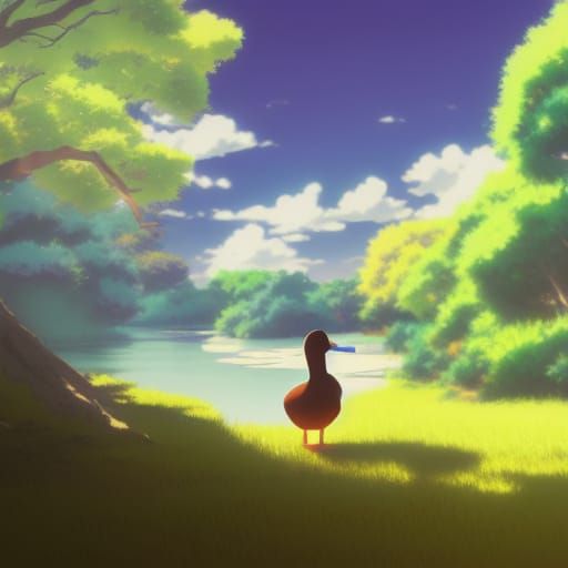 Suspicious Ducks in Anime Key Visual Style