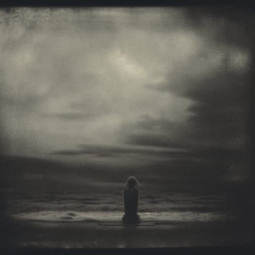 Demonic Figure in Poe-Inspired Coastal Landscape