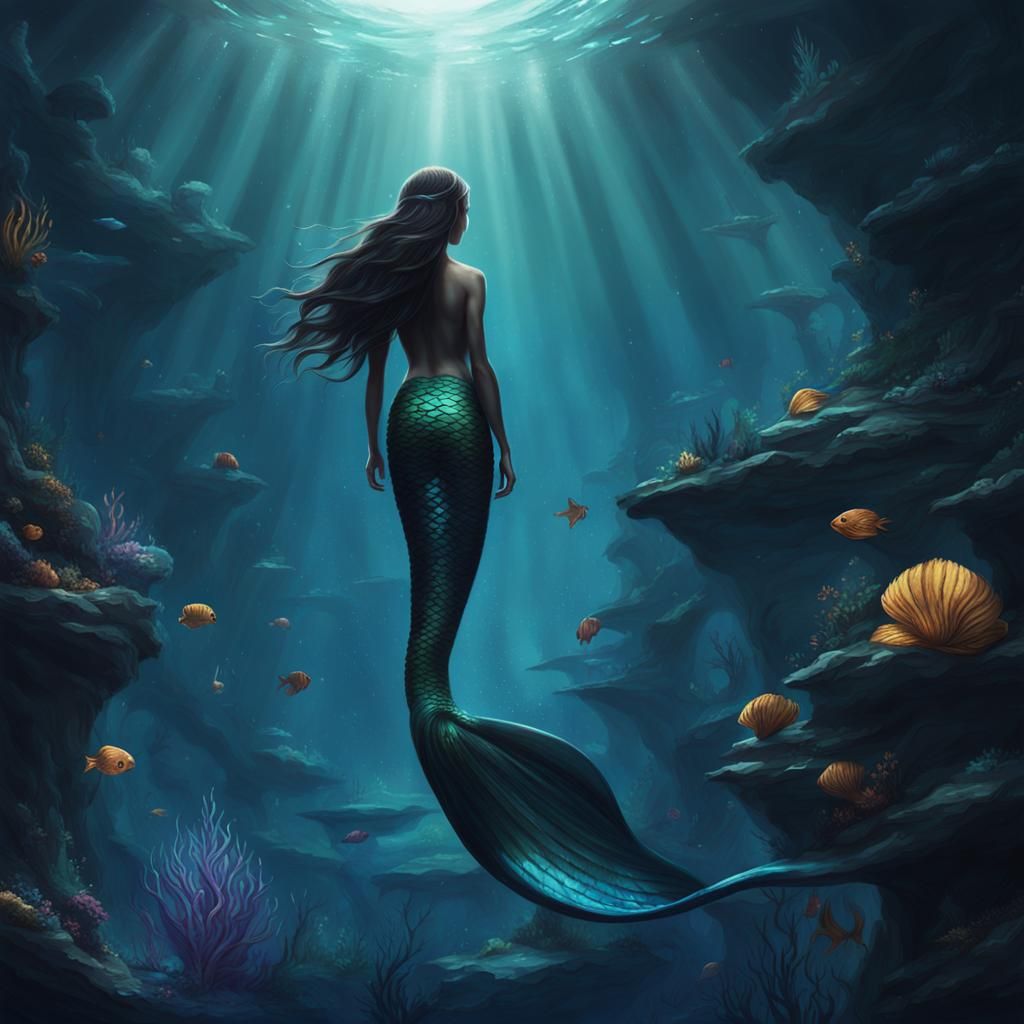 Dark Mermaid Concept Art in 16K Resolution