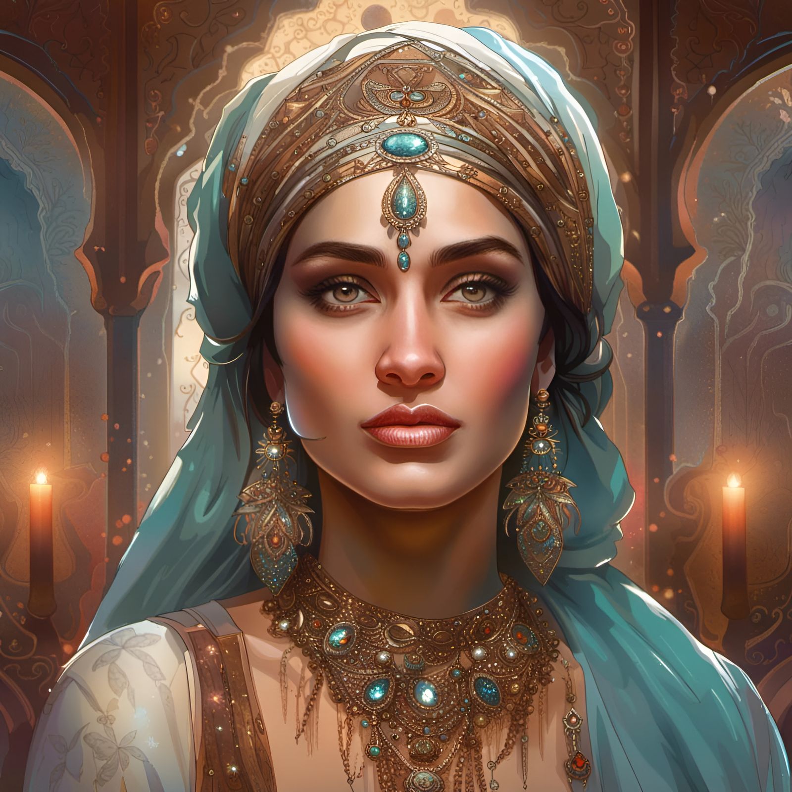 Gorgeous Afghan Woman Portrait in Hyperdetailed Style