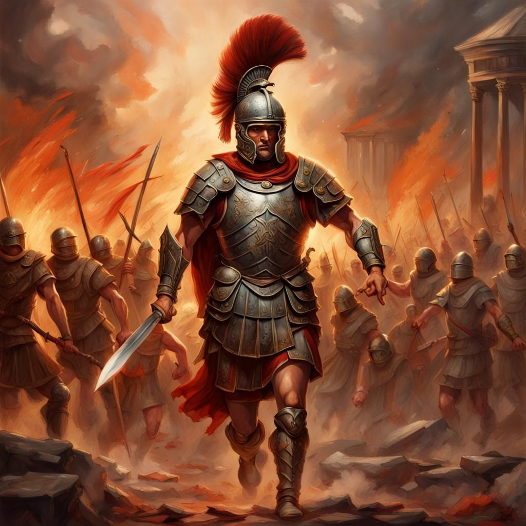 Grim Roman Centurion on Scottish Battlefield