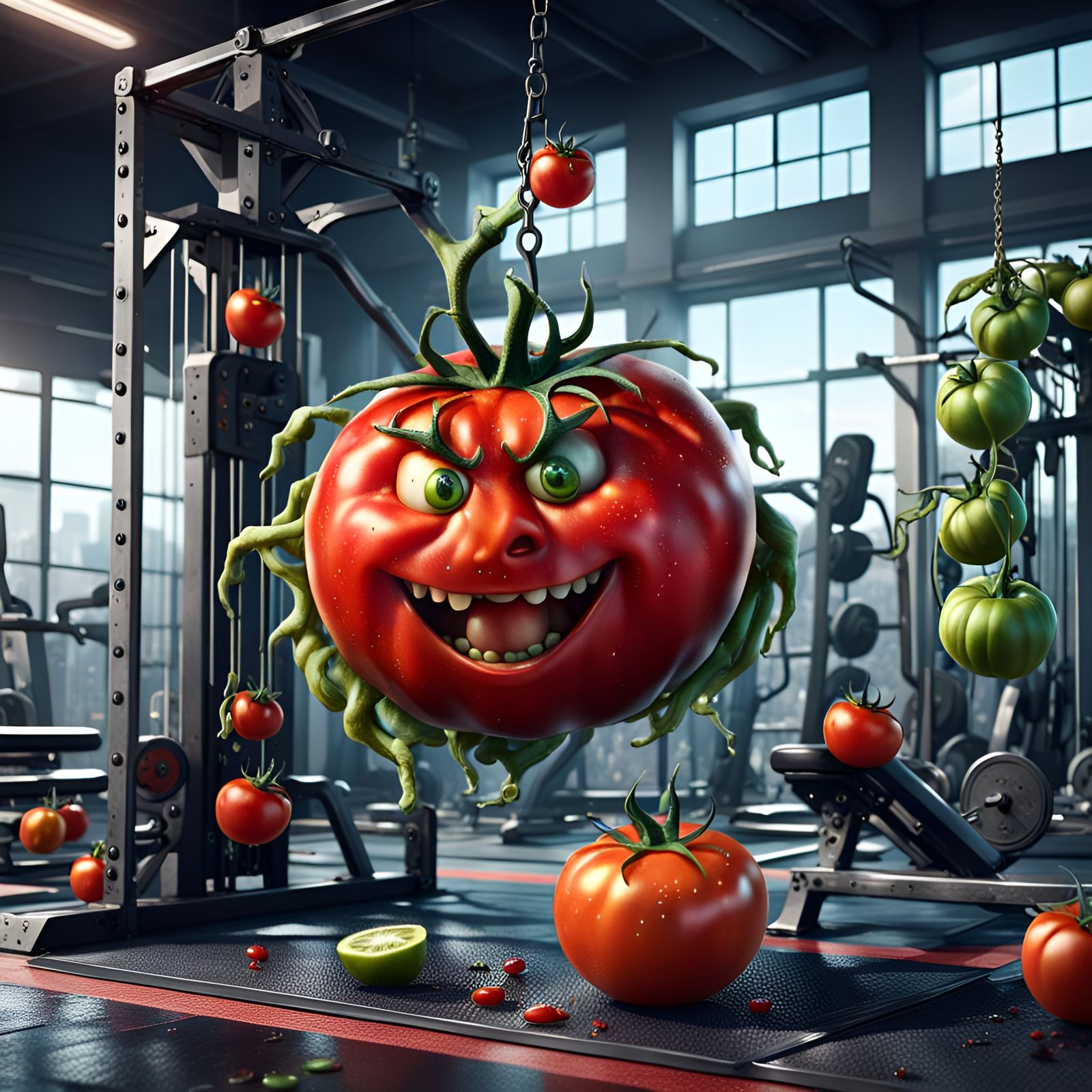 Tomato's Gym Workout: Detailed Matte Painting