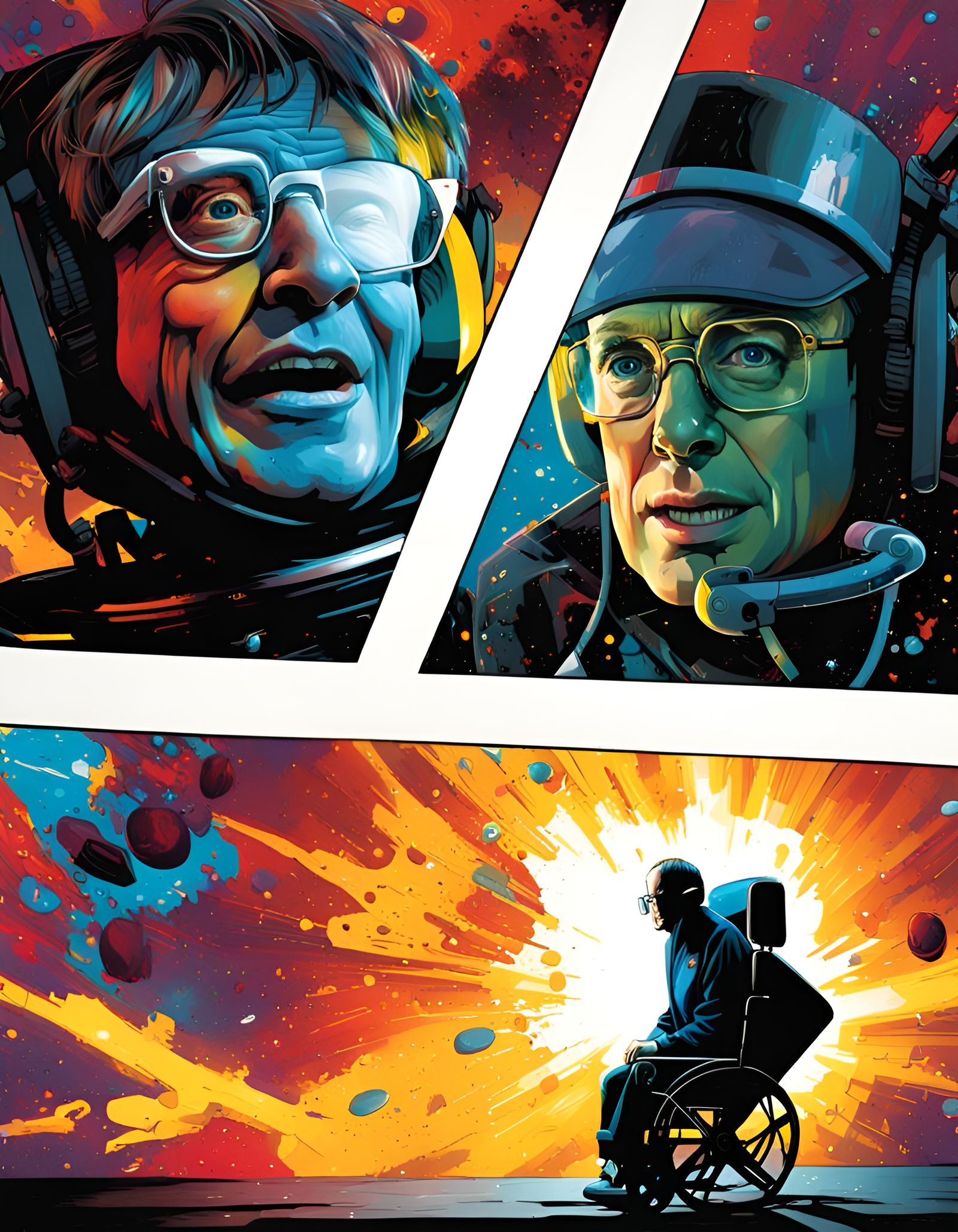 Stephen Hawking Superhero in Comic Book Art Style
