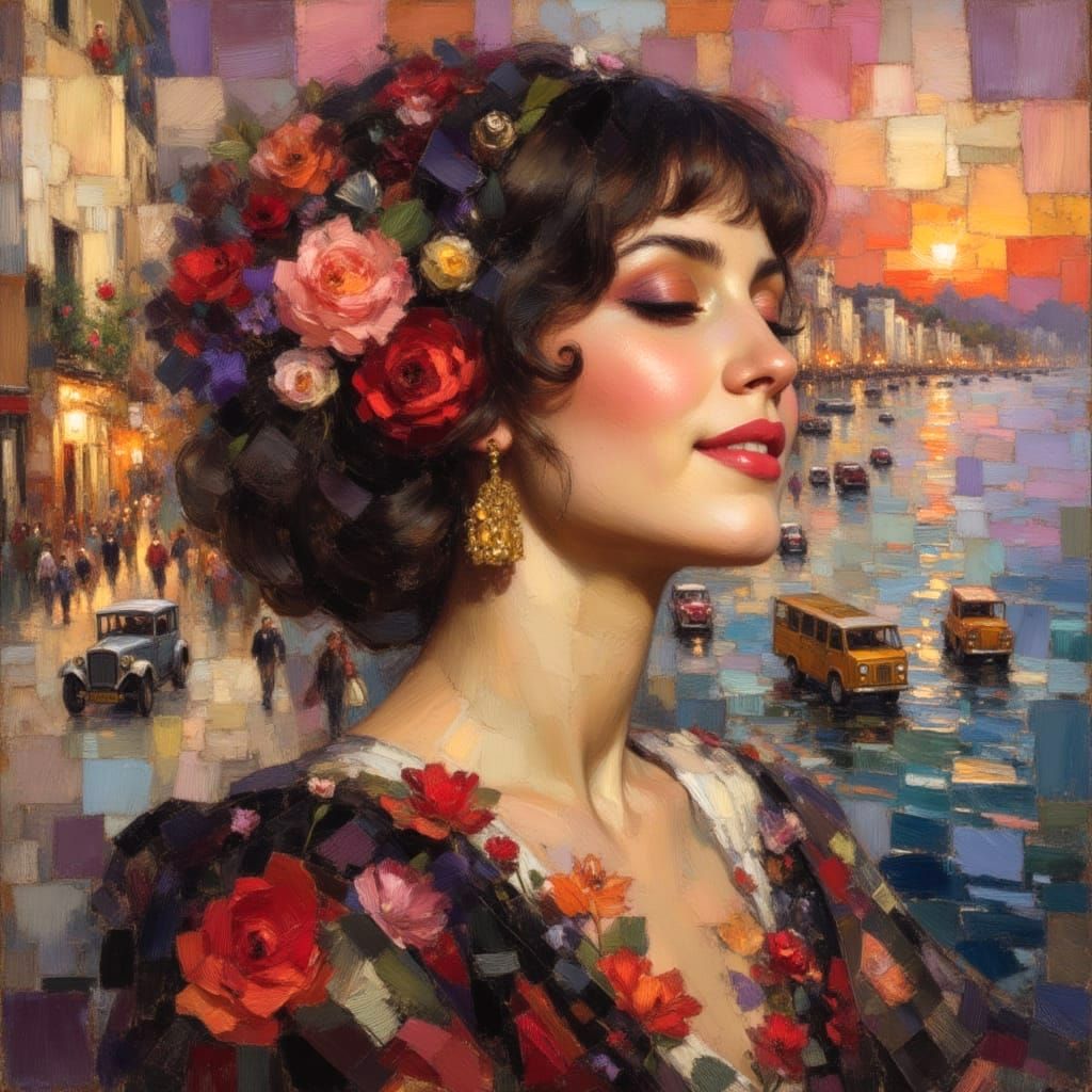 Surreal Dreamscape With Ancient Towns and Vintage Cars