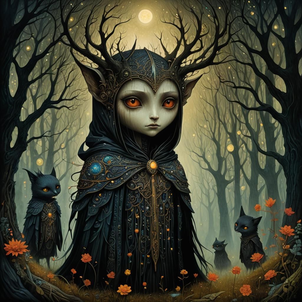 Dark Fantasy Sci-Fi Final Boss in Art Brut Style