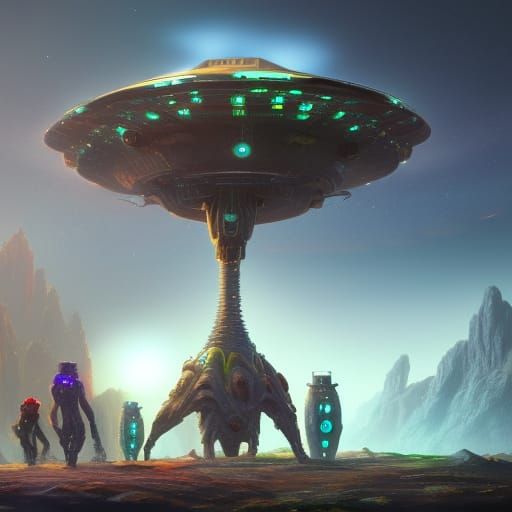 Drunken Aliens on UFO: Detailed Matte Painting