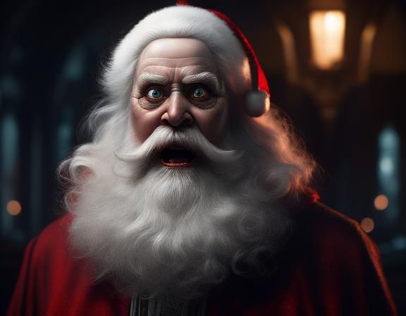 Ghost of Santa Claus Scaring Woman: Hyperrealistic Illustrat...