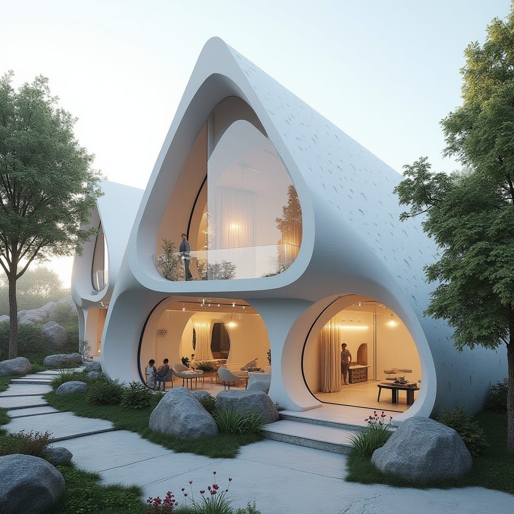 Surreal Futuristic Oasis with Abstract Iranian Geometry