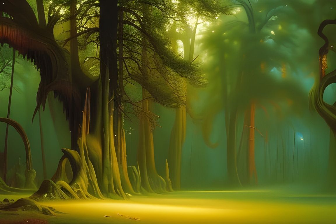 Dark Fantasy Forest with Giant Spiders