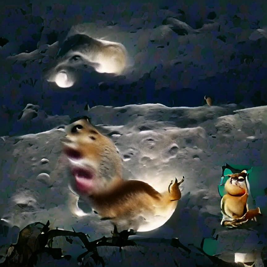 Werewolf Chipmunk Howling at Moon