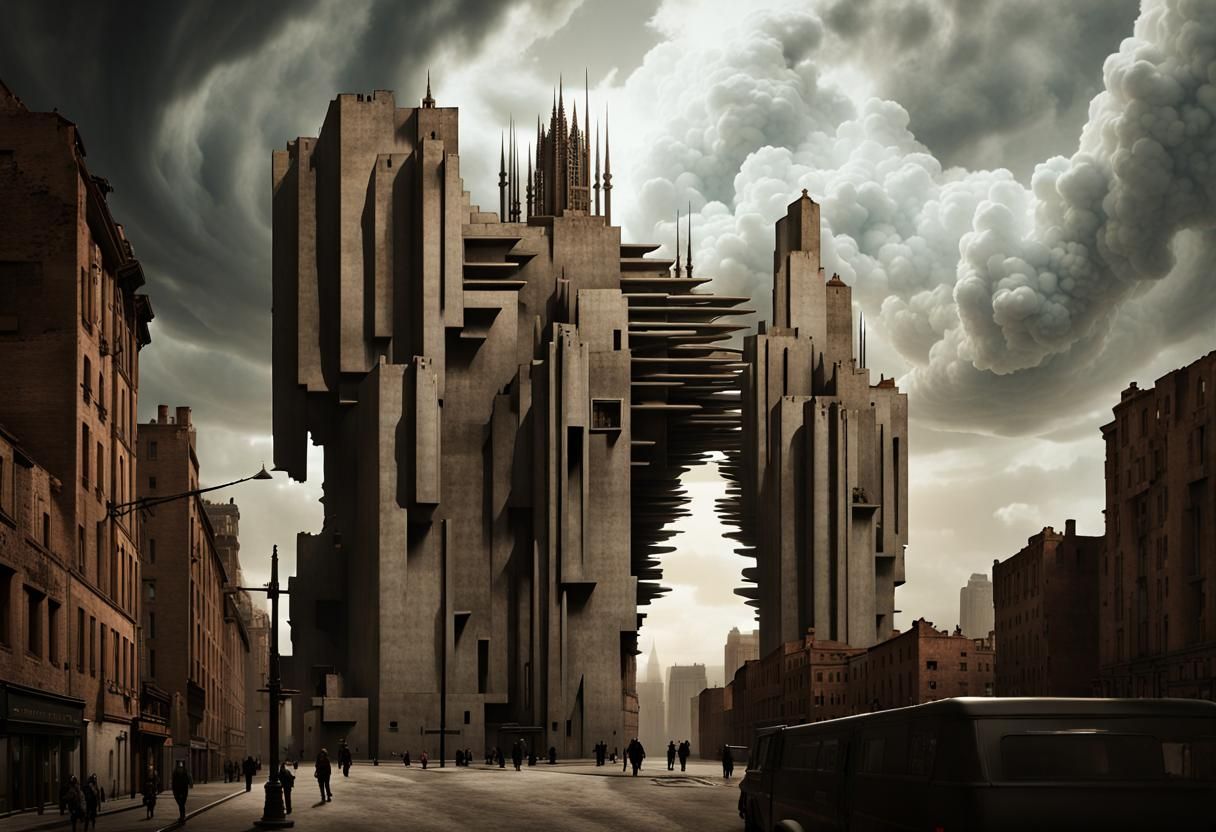 Dystopian Cityscape of Fractal Architecture