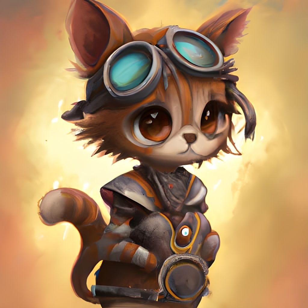 Chibi Steampunk Cat Portrait in 8K Resolution
