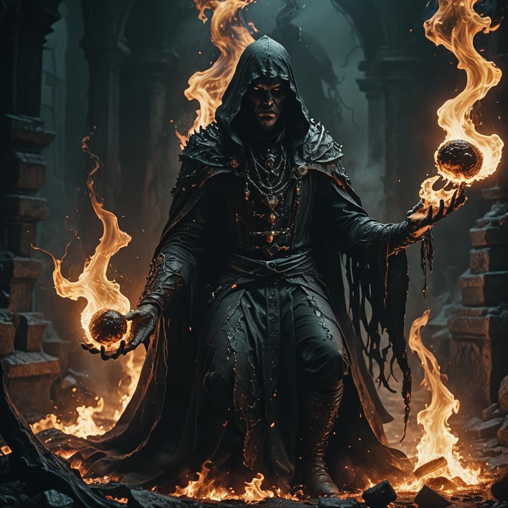 Slime warlock with evil vibes and black flames