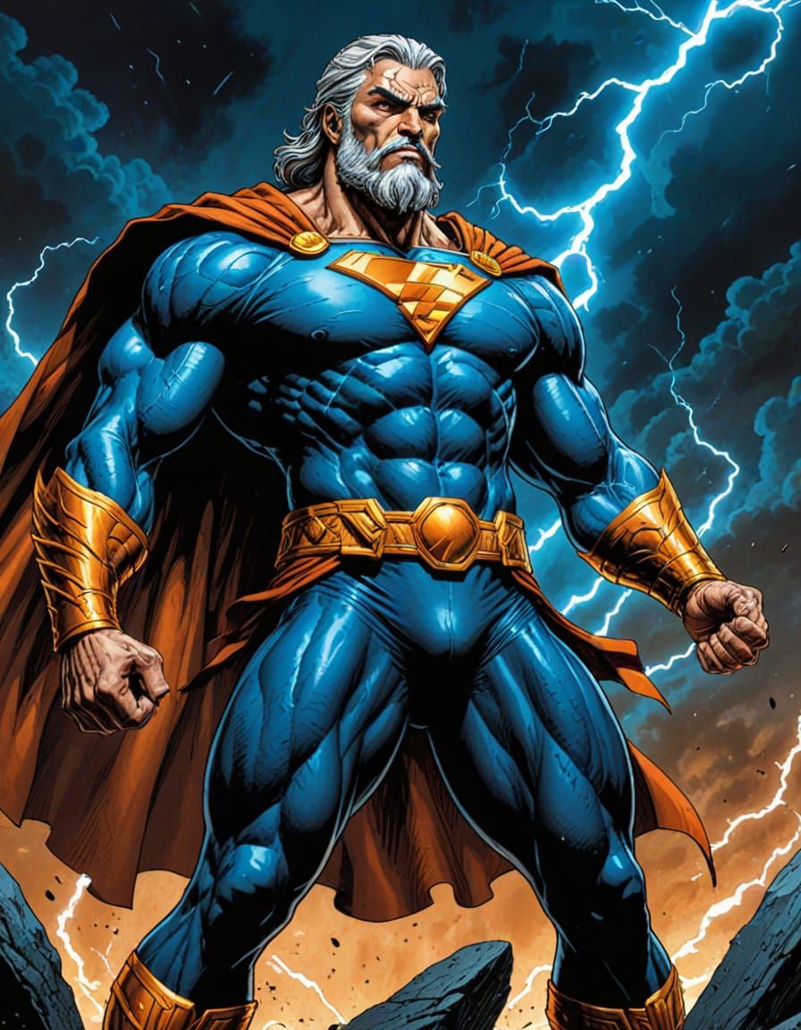 Zeus - Electrifying Comic Book Hero in Vibrant Colors