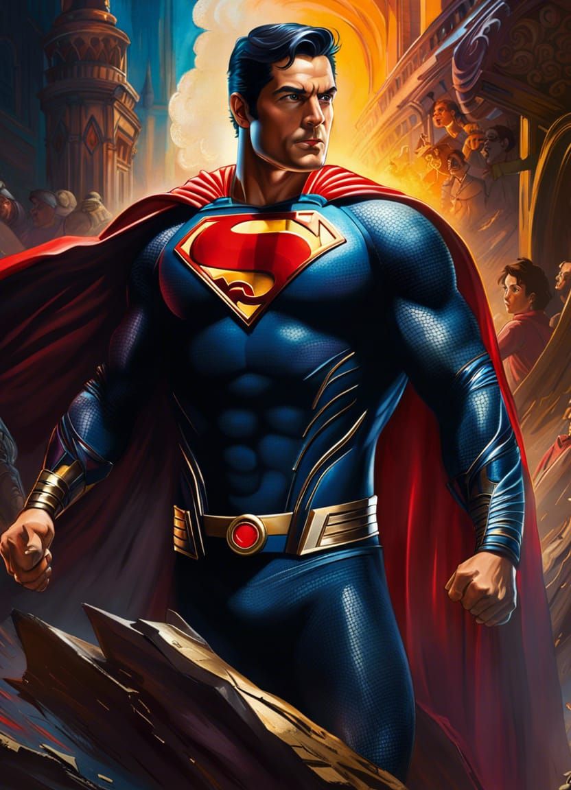 Superman in Molten Gold, Shiny Art Photography