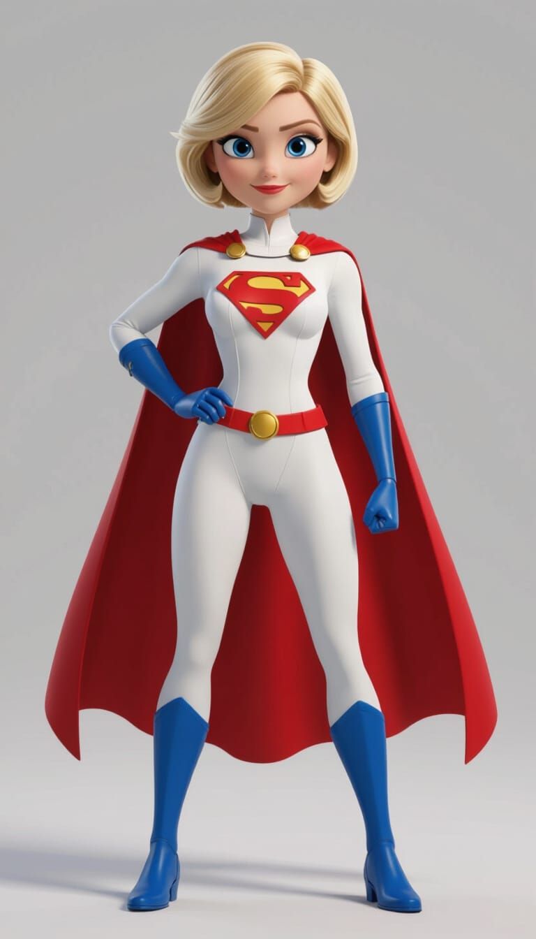 Power Girl in Pixar-Style 3D Render