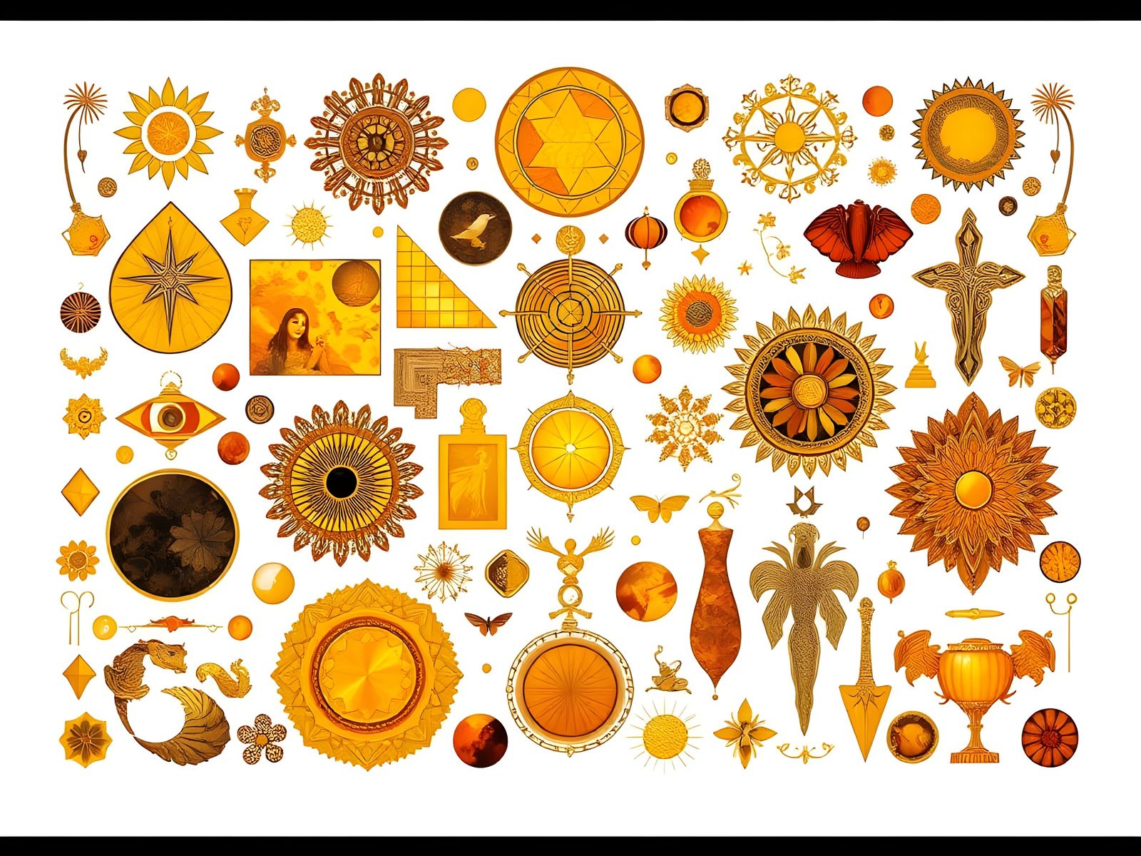 Luxurious Symbolic Shapes in Golden Hues