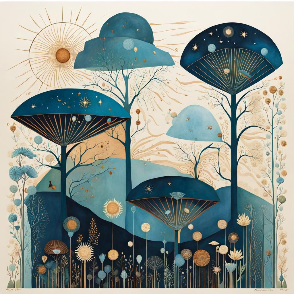 Botanical X-Ray in Art Brut Style