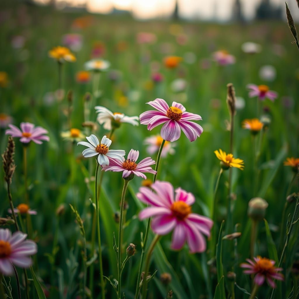 Lush Spring Wildflowers in Hyperrealistic HDR