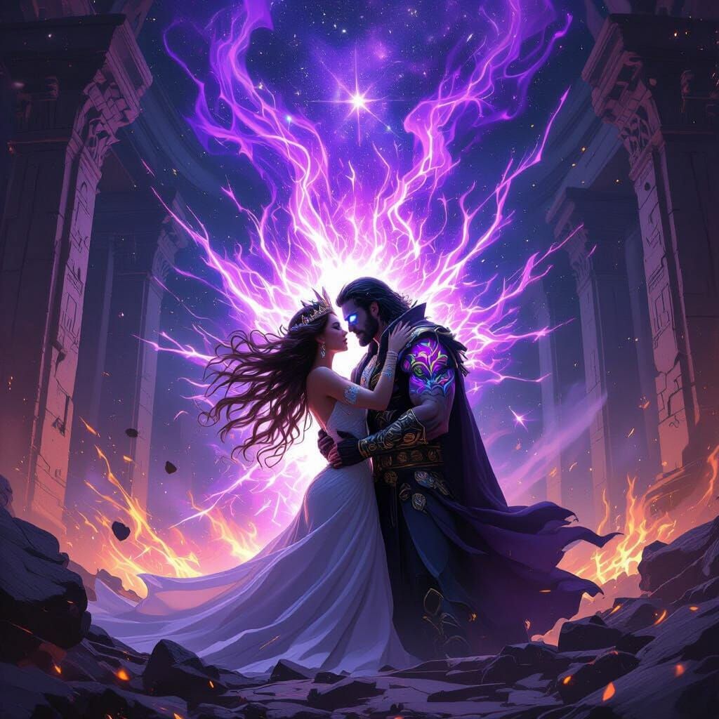 King and Queen Embrace in Collapsing Cosmic Temple