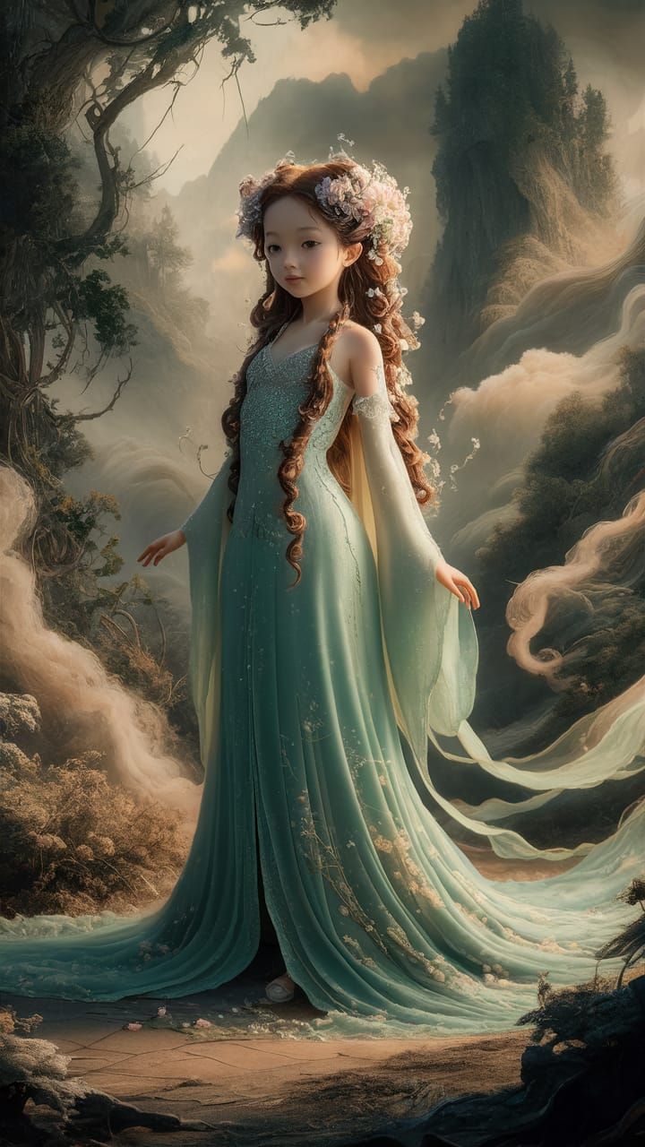 Ethereal Xianxia Goddess in Mystical Landscape
