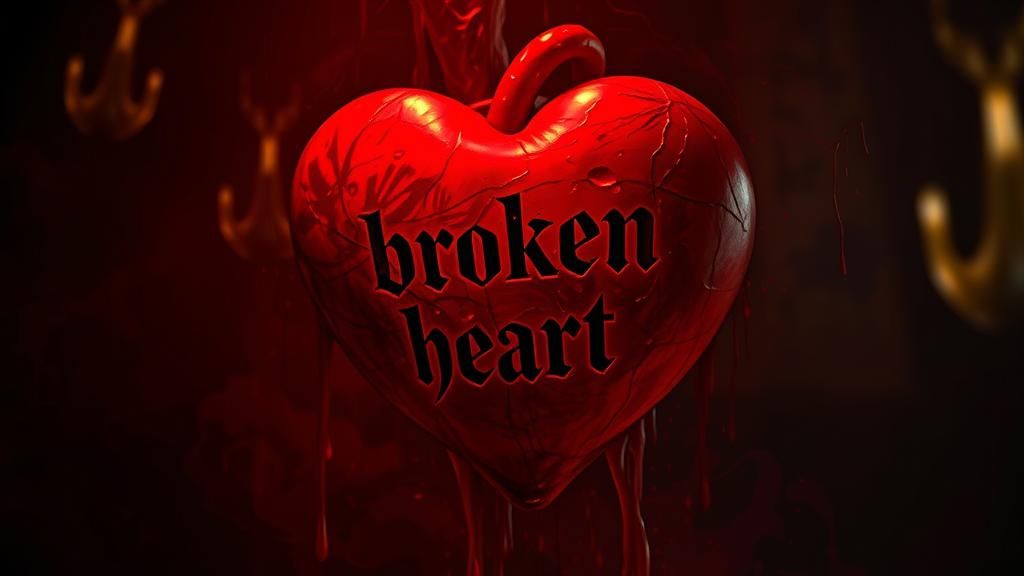 Blood-Red Heart with Gothic Message