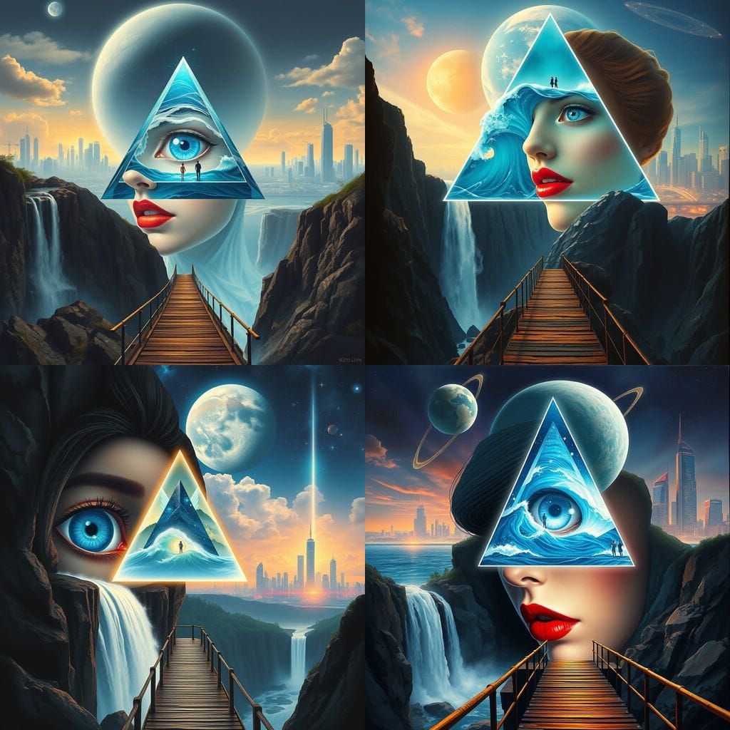 Surreal Futuristic Landscape with Colossal Face