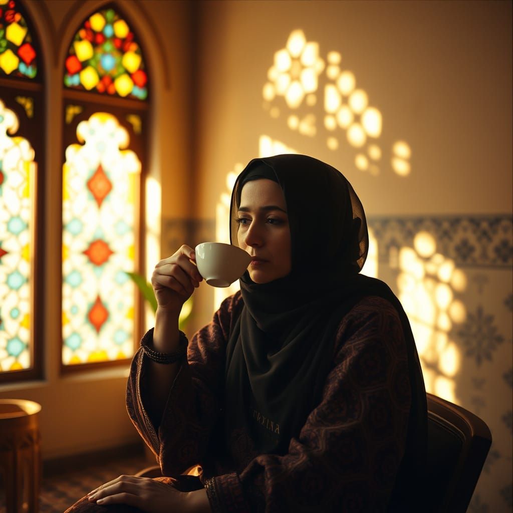 Berber Woman in Moroccan Courtyard, Cinematic Aesthetic