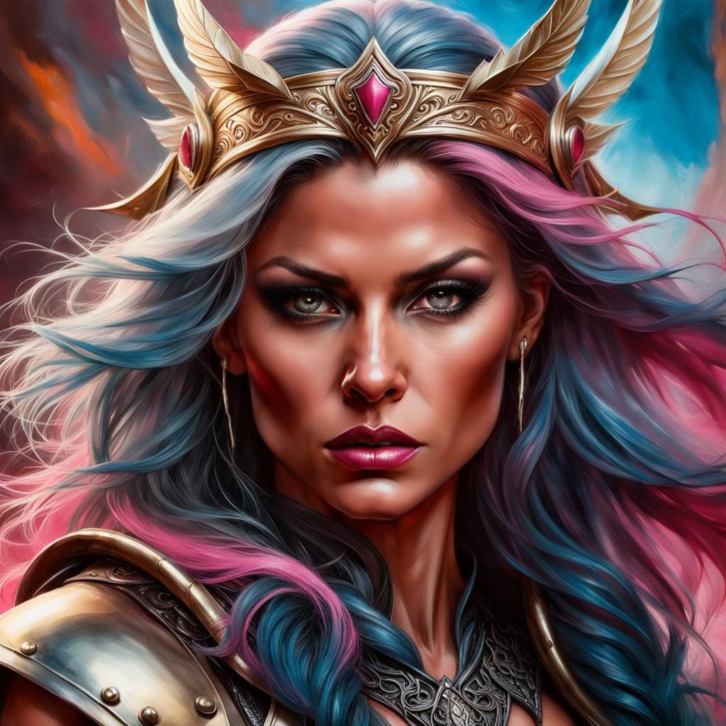 Dark Warrior Princess in Charcoal Sketch Style