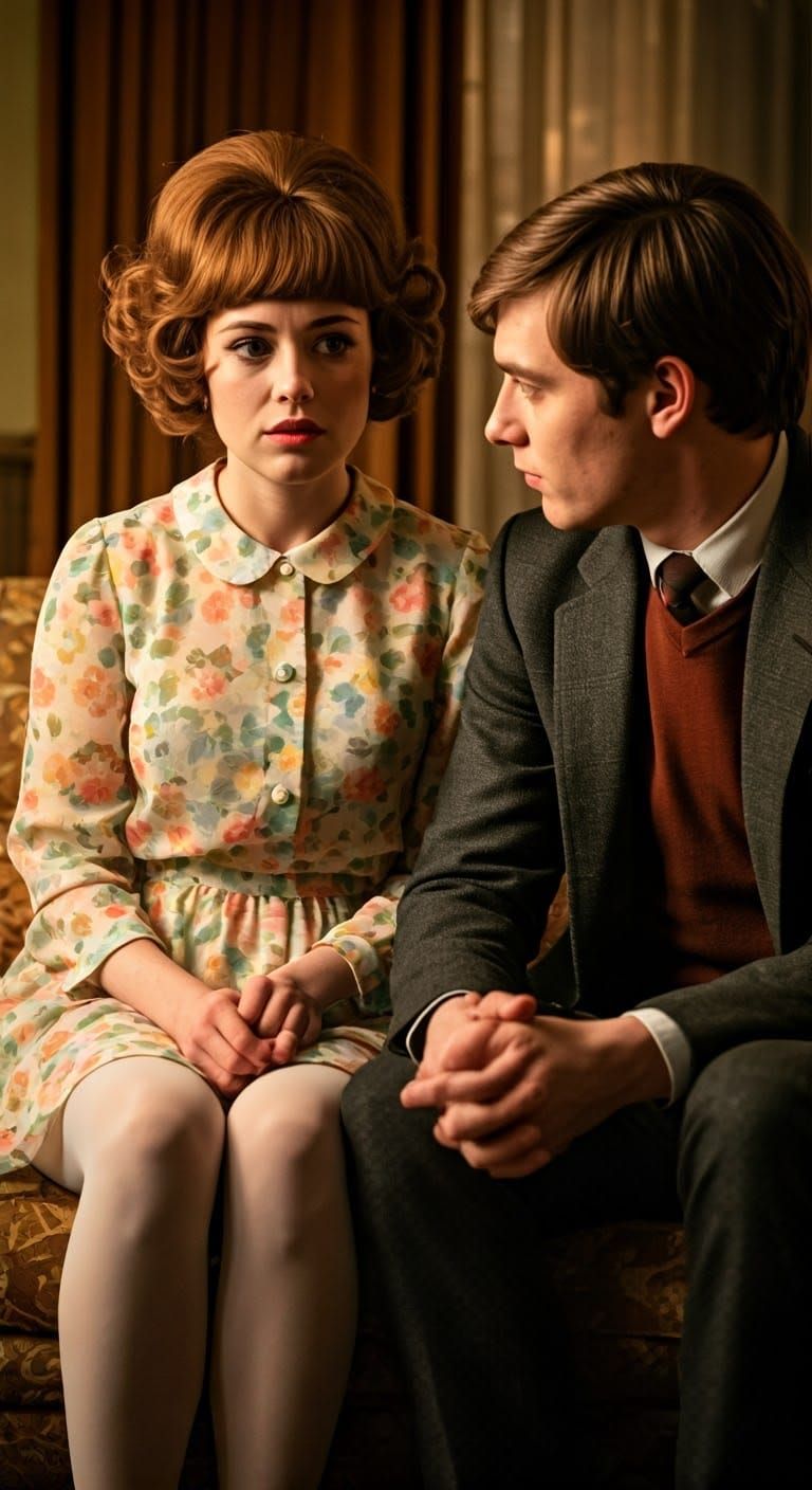 Cozy 1960s Living Room Scene in Vibrant Colors