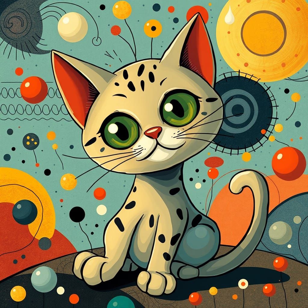 Whimsical Cat in Surrealist Cubist Style