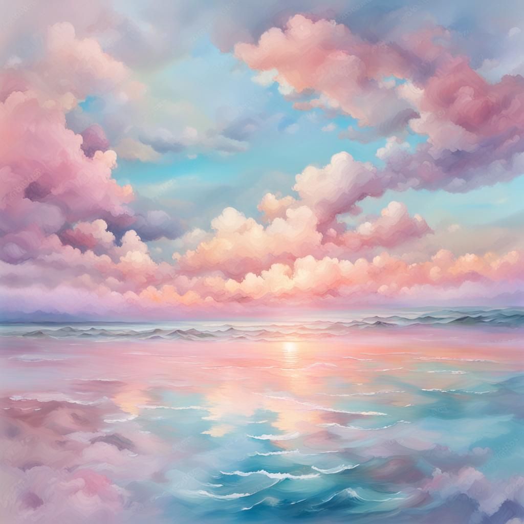 Impressionistic Seascape with Soft Light and Divine Clouds