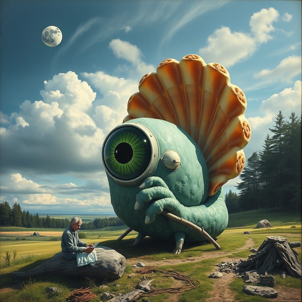 Polish Surrealist Portrait of a Scallop Devouring Mike Wazow...