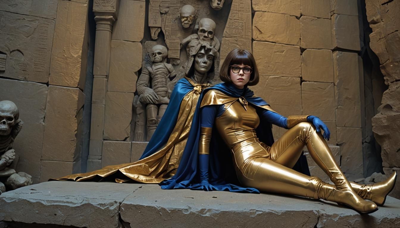 Velma Dinkley in Gold Latex Tomb: Dark Fantasy Art