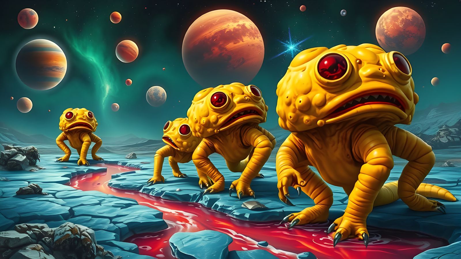 Intricately Detailed Alien Landscape in Hyperrealistic Style