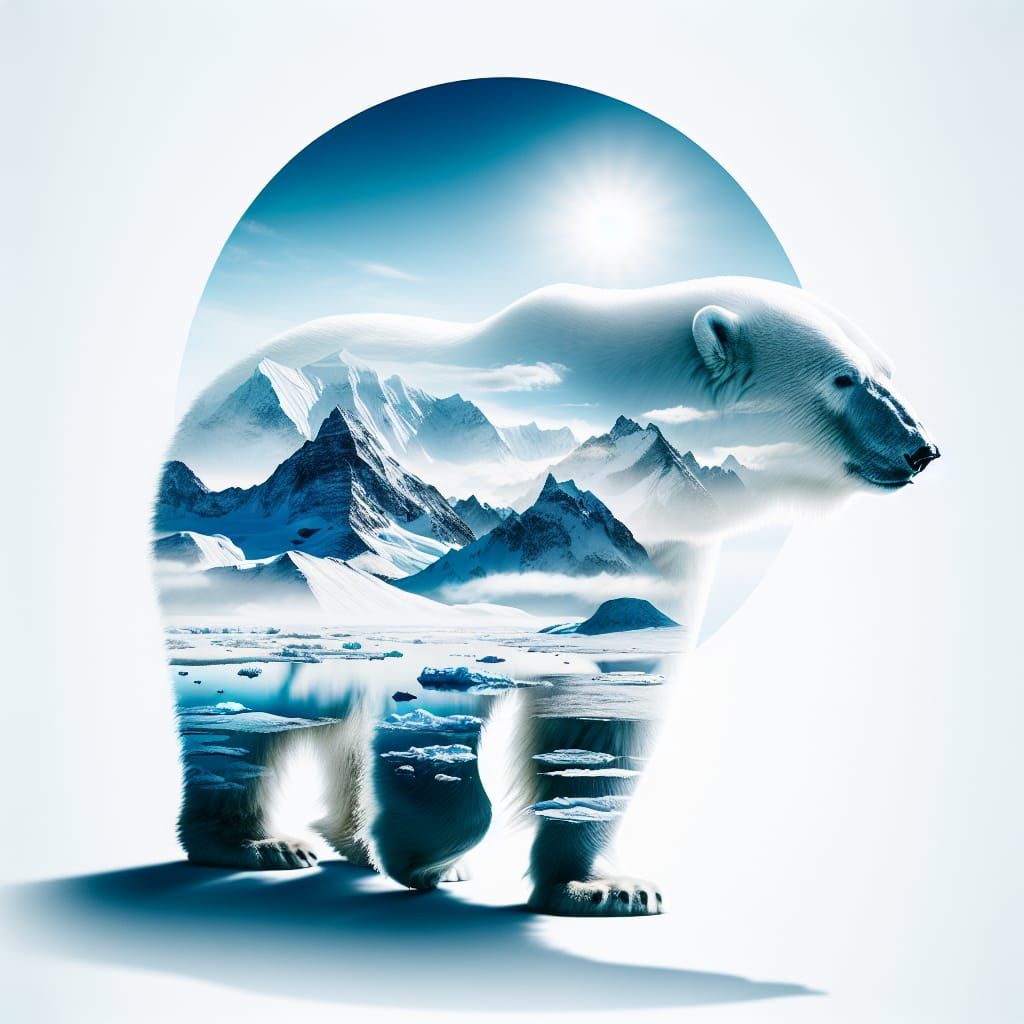 Arctic Landscape Encapsulated in Polar Bear Silhouette