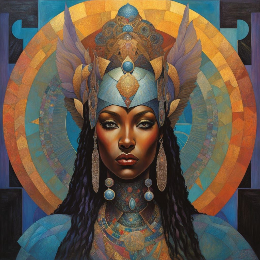 Vibrant Drow Valkyrie Disco Scene, Inspired by Klimt