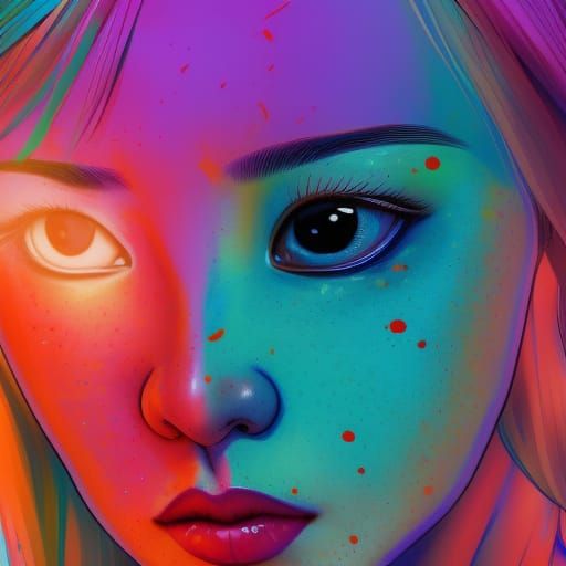 Hyperrealistic Portrait of Korean Girl with Freckles