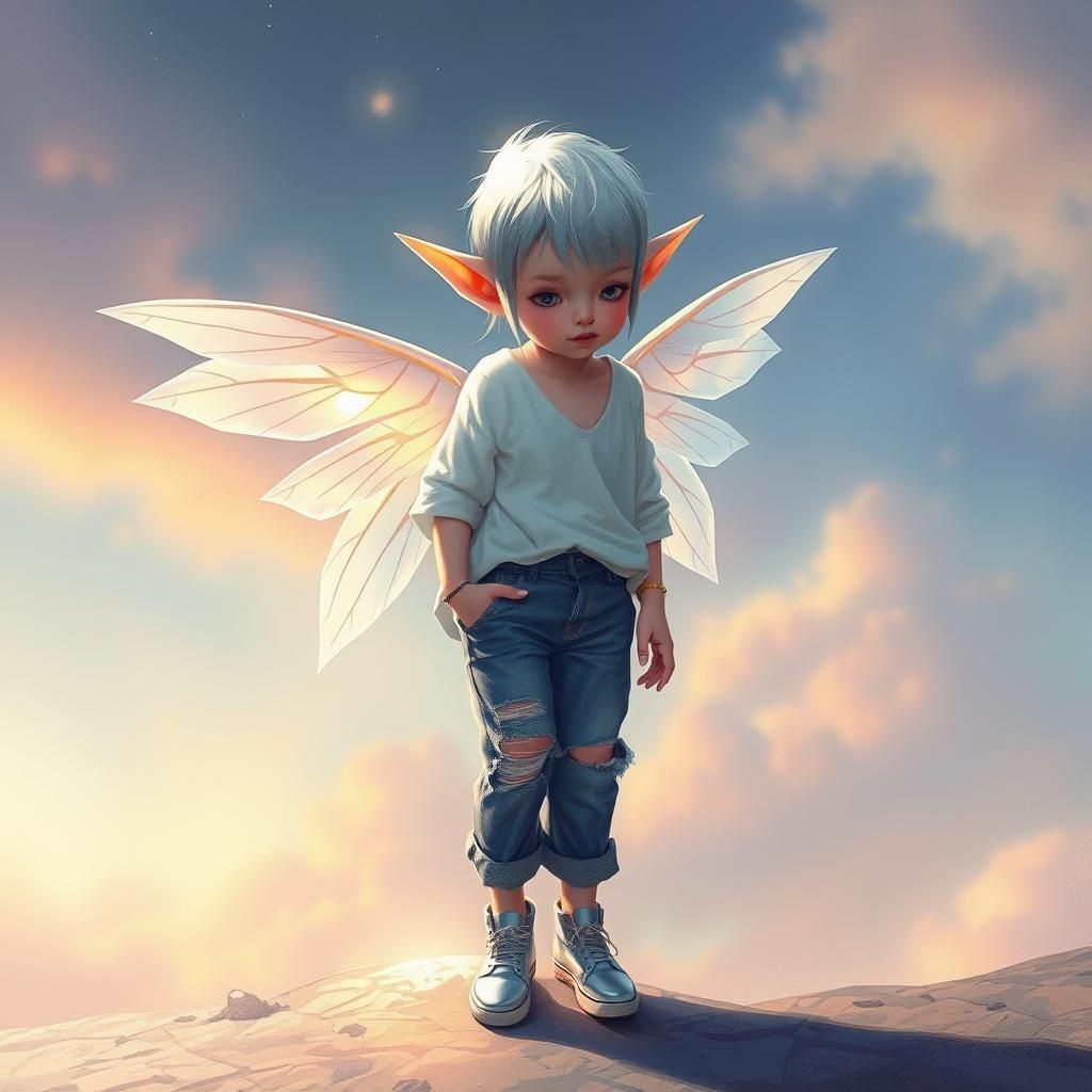 Ethereal Fairy in Jeans: A Digital Painting