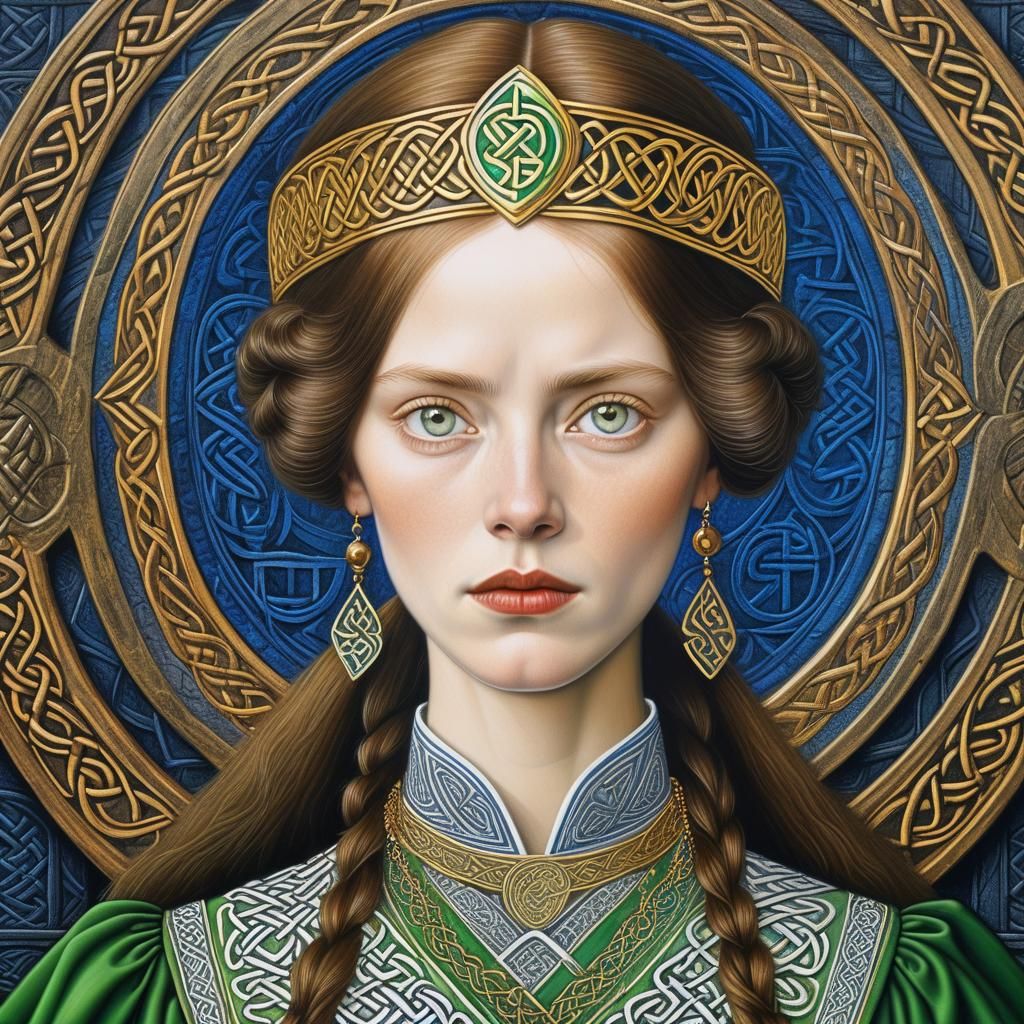 Celtic Lady Portrait in Rogier van der Weyden Style