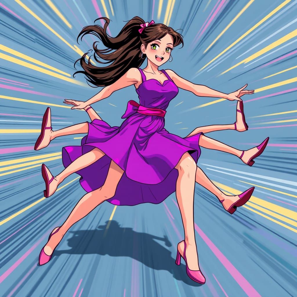 High-Energy Tap Dancer in Manga Style